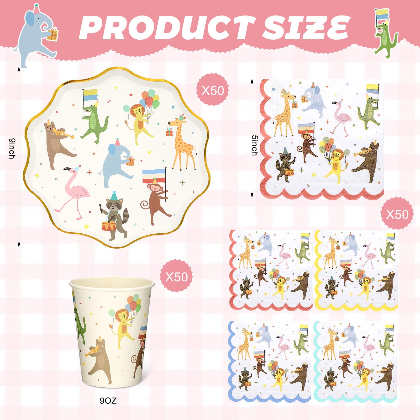 Potchen Animal Parade cups 9oz for hot or cold beverages at the party.