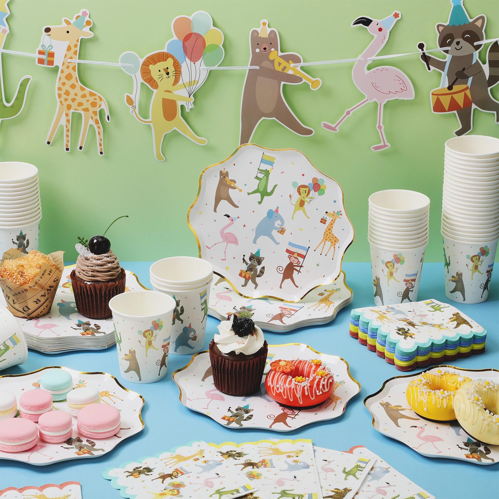 Potchen Animal Parade napkins 10in for quick cleanup and cute table accents.