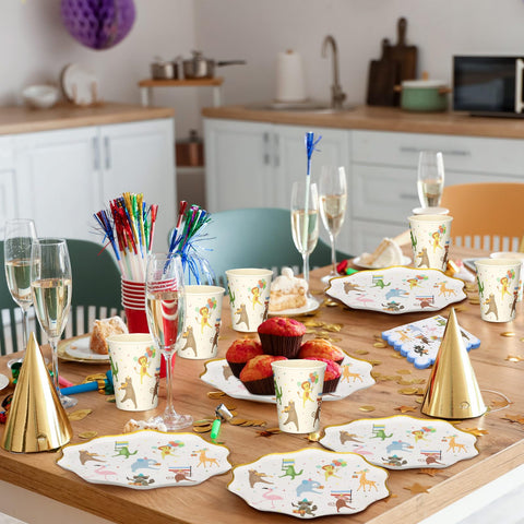 Potchen Animal Parade disposable tableware set simplifies hosting for busy families.