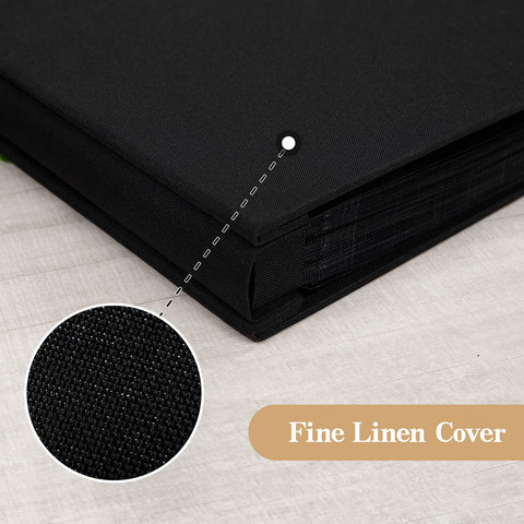 Potricher Black linen cover offers elegant protection and durability.