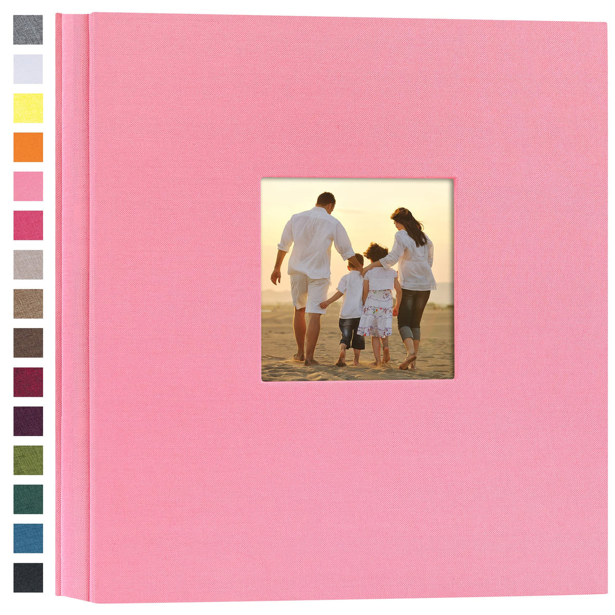 Potricher linen hardcover album in pink with 600 pockets for memories