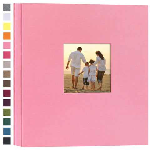Potricher linen hardcover album in pink with 600 pockets for memories
