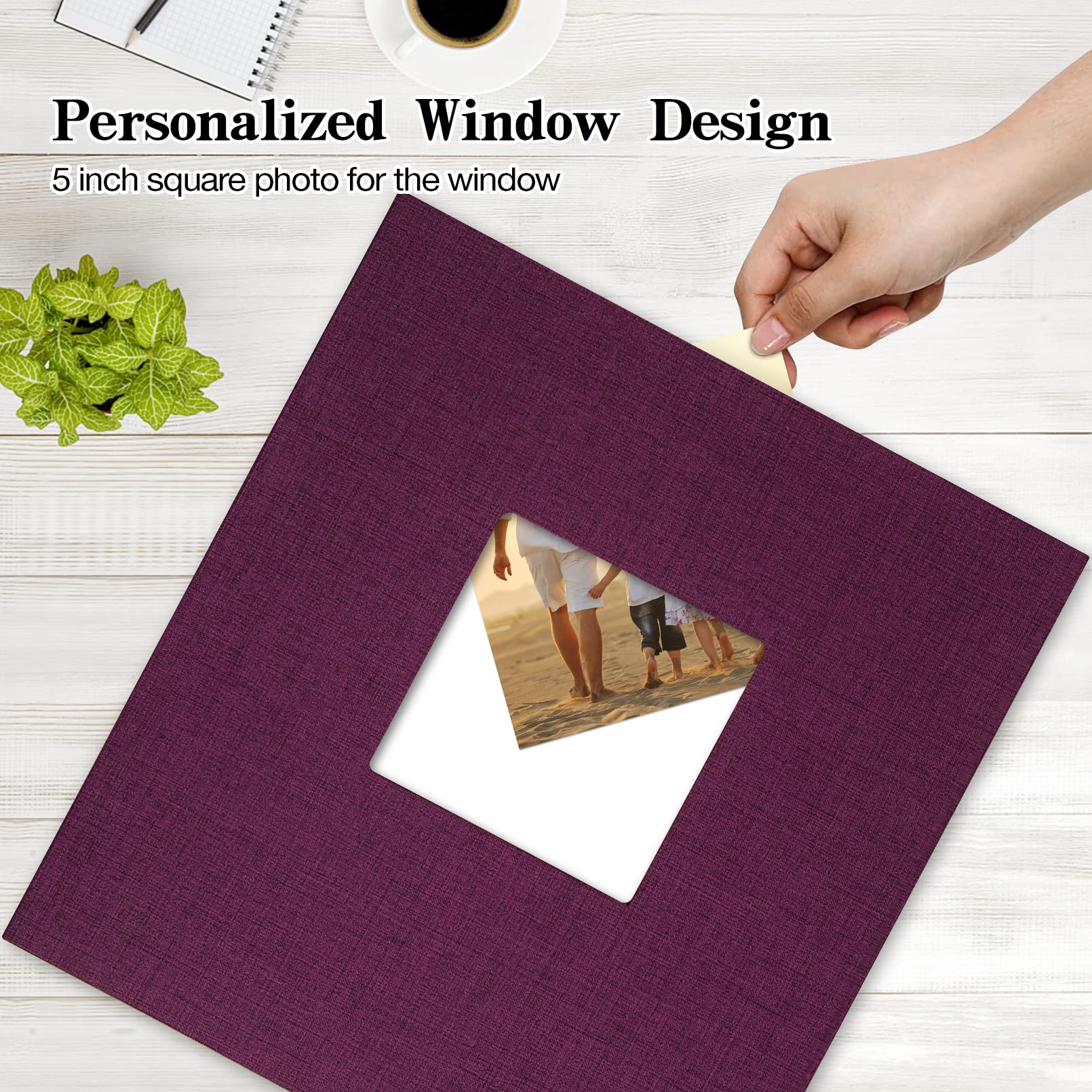 Potricher purple linen cover adds stylish durability to your memory collection.