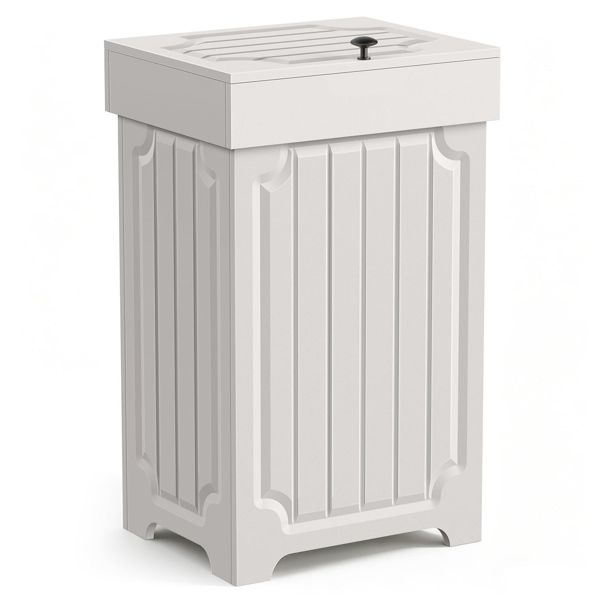 Povrgive Wood Trash Can Cabinet front view with hidden 13-gallon capacity.