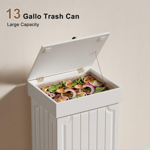 Povrgive cabinet fits busy kitchen tasks with discreet waste management.