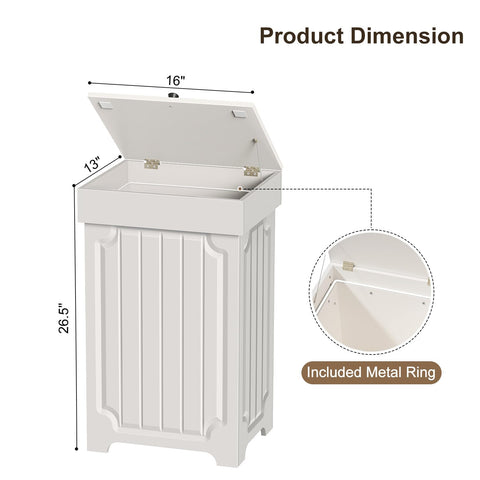 Povrgive Wood Trash Can Cabinet lid-closed side view showing seamless integration.