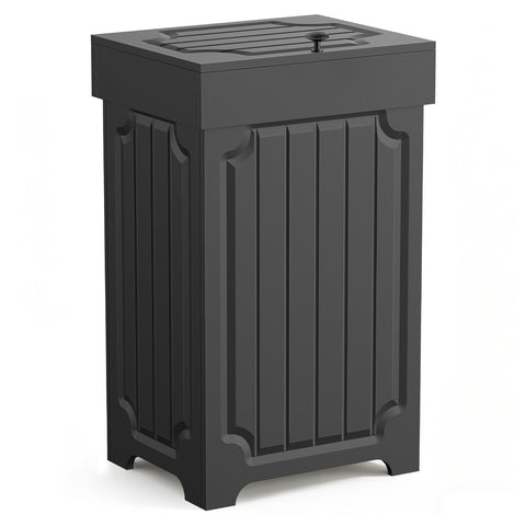 Povrgive Wood Trash Can Cabinet front view shows discreet, clutter-free storage.