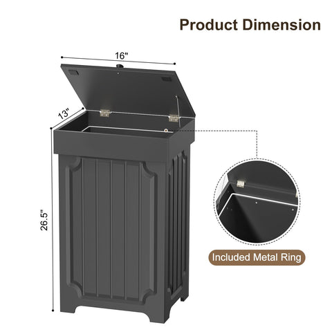 Povrgive Wood Trash Can Cabinet side view demonstrates sturdy, spill-free design.