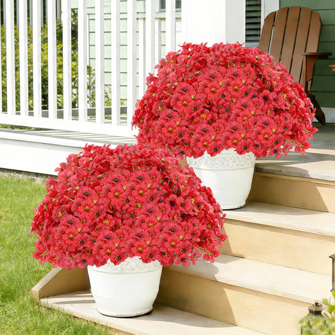 Powbrace 13-inch tall artificial flowers for elevation in planters and borders.