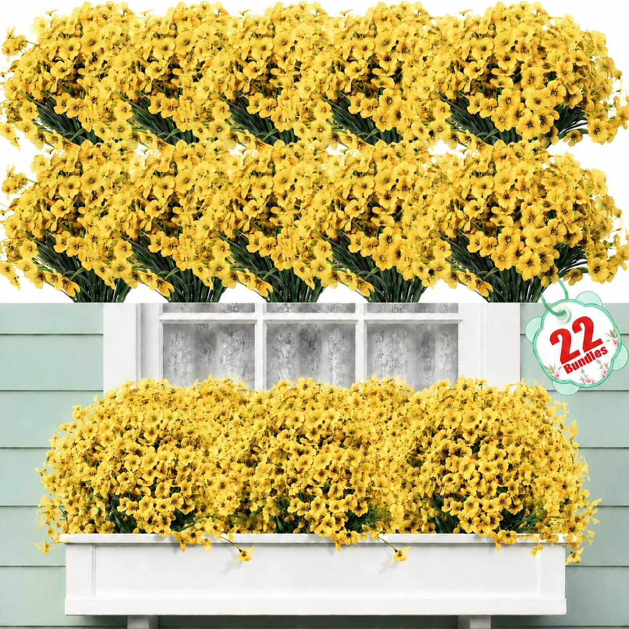 Powbrace 22 bundles outdoor flowers showcase lifelike petals for porch or garden decoration