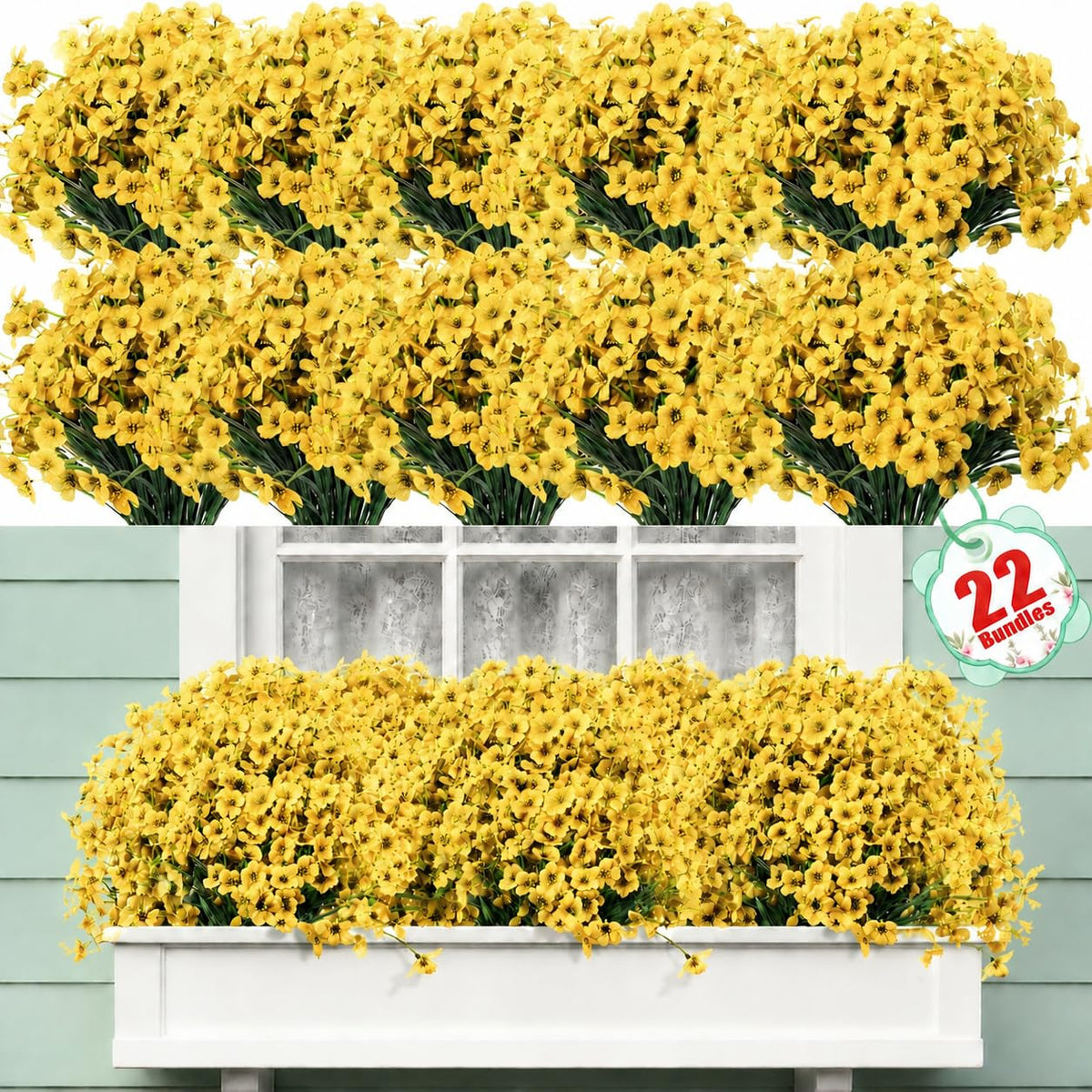 Powbrace 22 bundles outdoor flowers showcase lifelike petals for porch or garden decoration