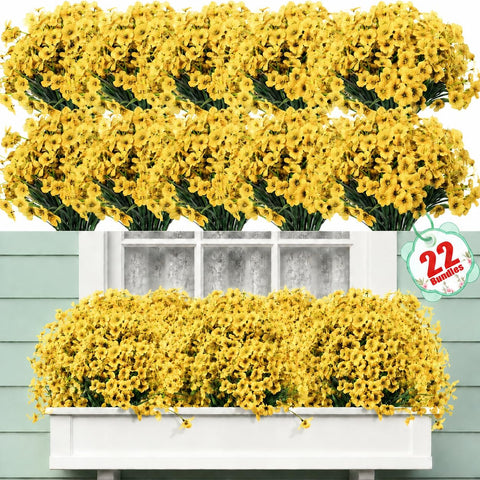 Powbrace 22 bundles outdoor flowers showcase lifelike petals for porch or garden decoration