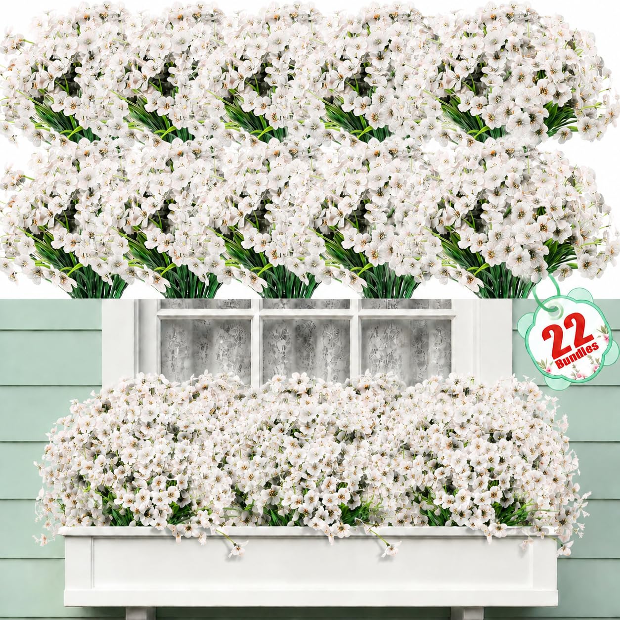 Powbrace outdoor-artificial-flowers-1, UV-resistant petals for long-lasting porch color.