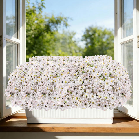 Powbrace outdoor-artificial-flowers-5, lifelike silk petals boost curb appeal.
