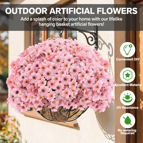 Powbrace silk outdoor flowers add bright pink color to gardens and balconies.