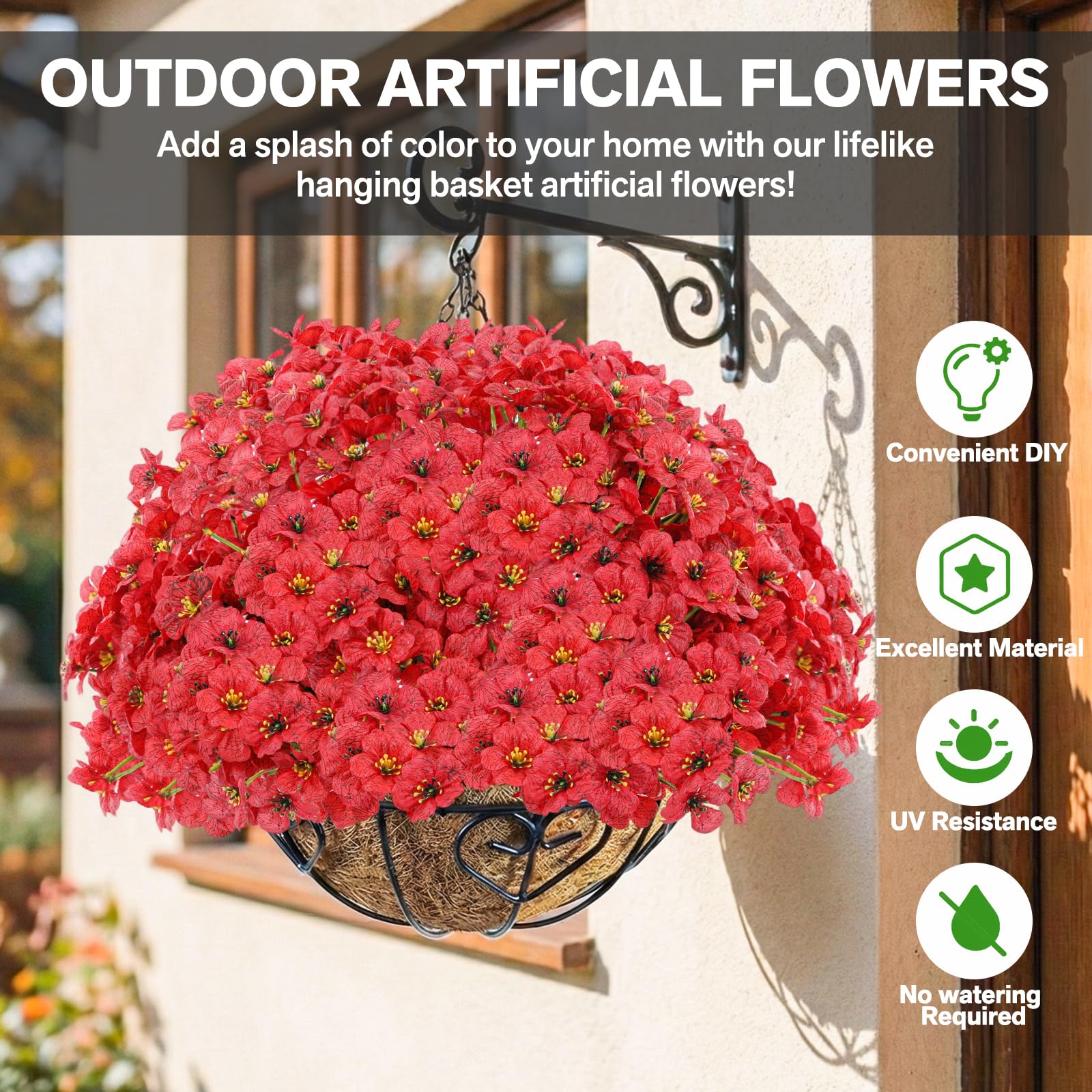 Powbrace UV-resistant artificial flowers with silk petals stay vibrant in sun.