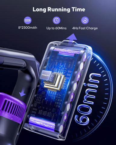 Powerffy Knight 10 cordless vacuum runs quietly with efficient motor management.