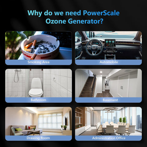 PowerScale ozone generator compact design fits versatile placements in any room.