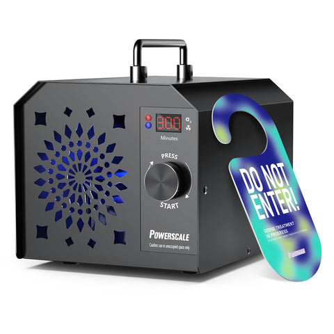 PowerScale ozone generator front view showing high-output odor elimination for homes, cars, and offices.