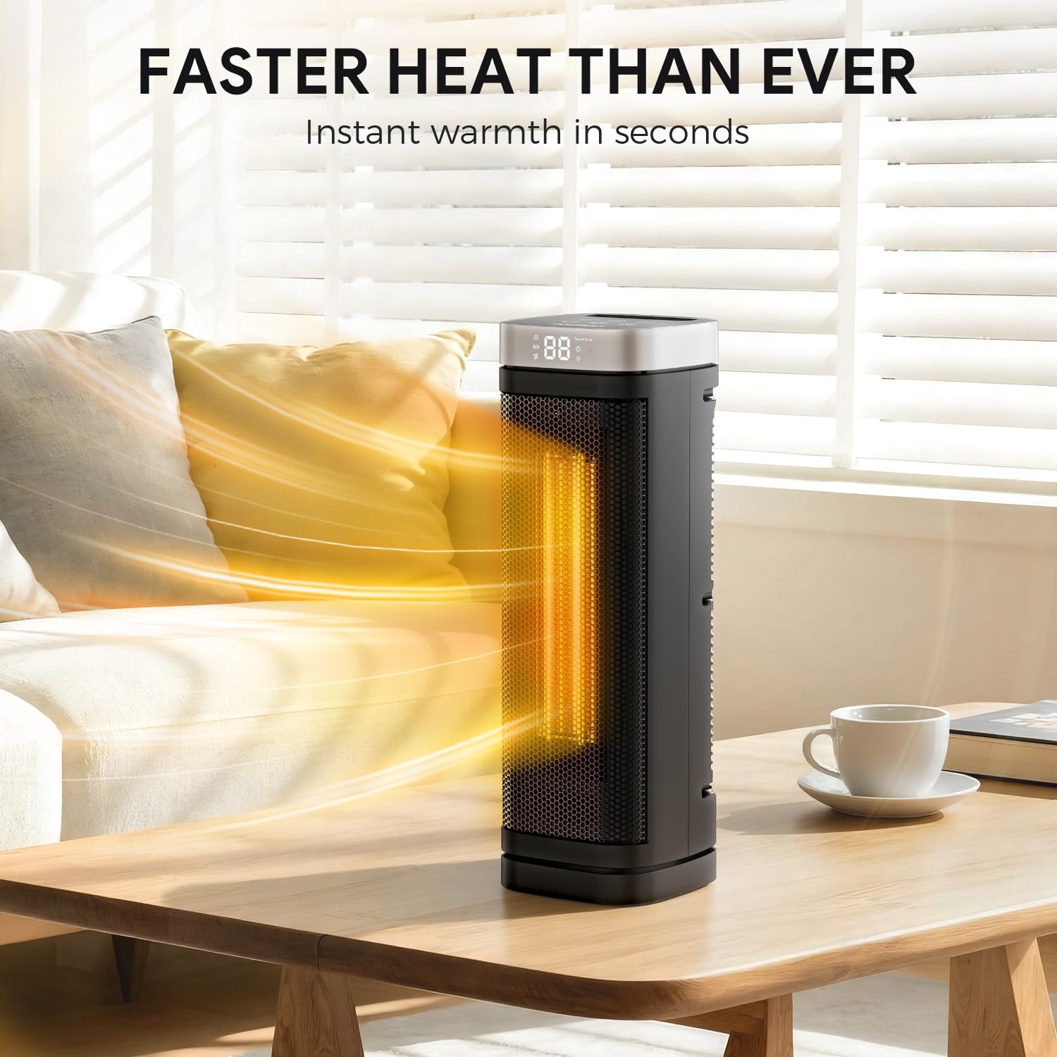 POWSAF heat distribution with 70-degree oscillation across the room