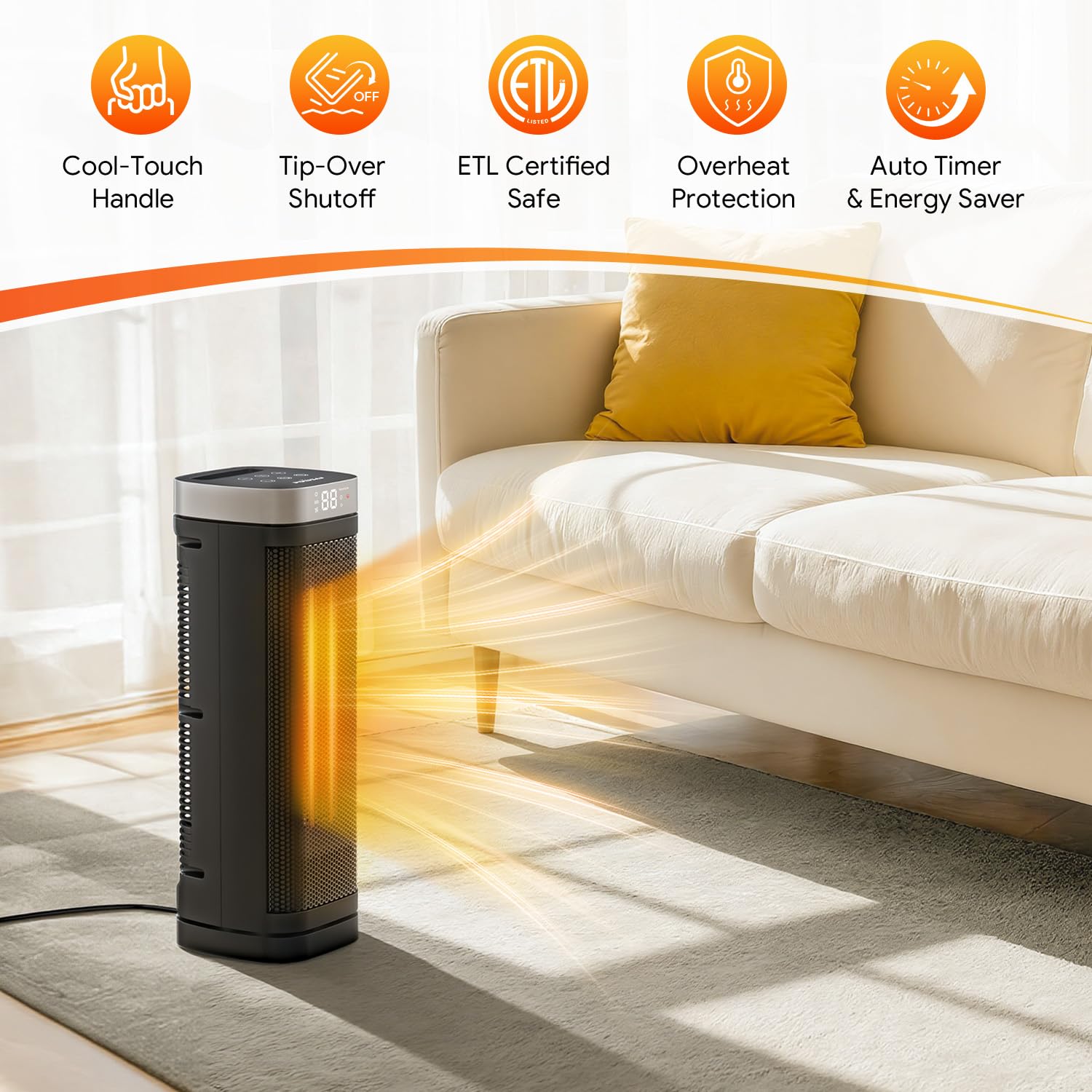 POWSAF thermostat display and controls for precise comfort