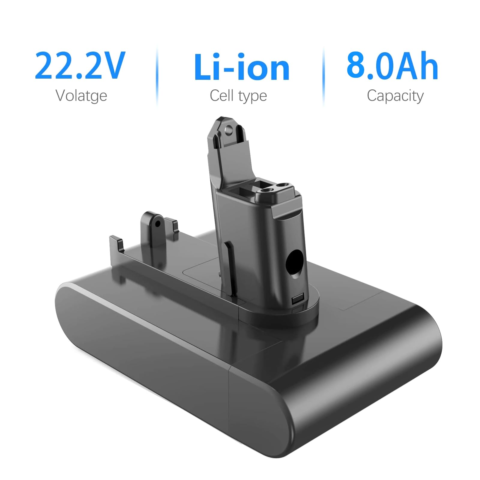 POWTREE Type B compatibility battery side view fits DC31/DC34/DC35