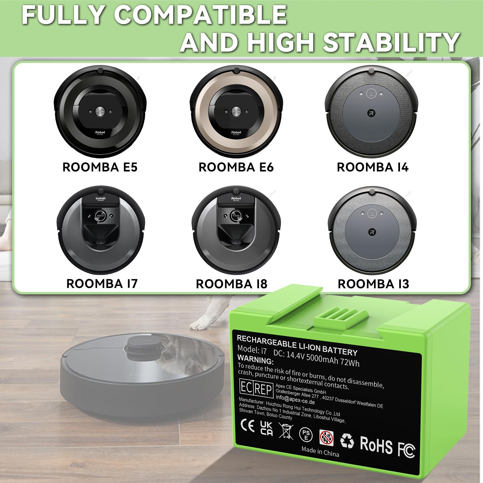 Powtree Roomba battery easy installation with original charger