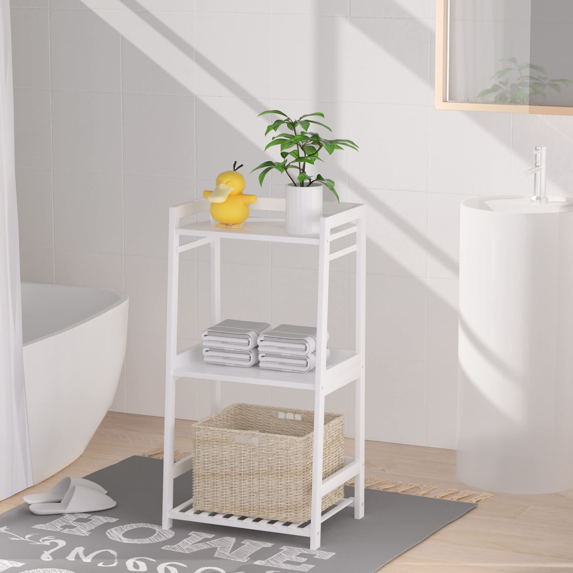 POXAKA bamboo shelf with waterproof and rust-proof finish for any room