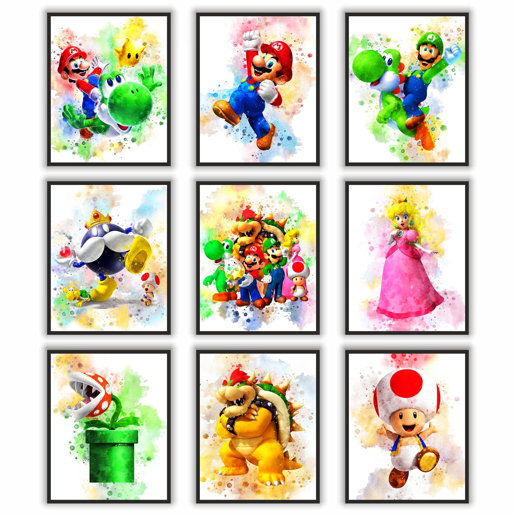 PoyBux Design game watercolor poster 1 for kids room decor, vibrant and playful.