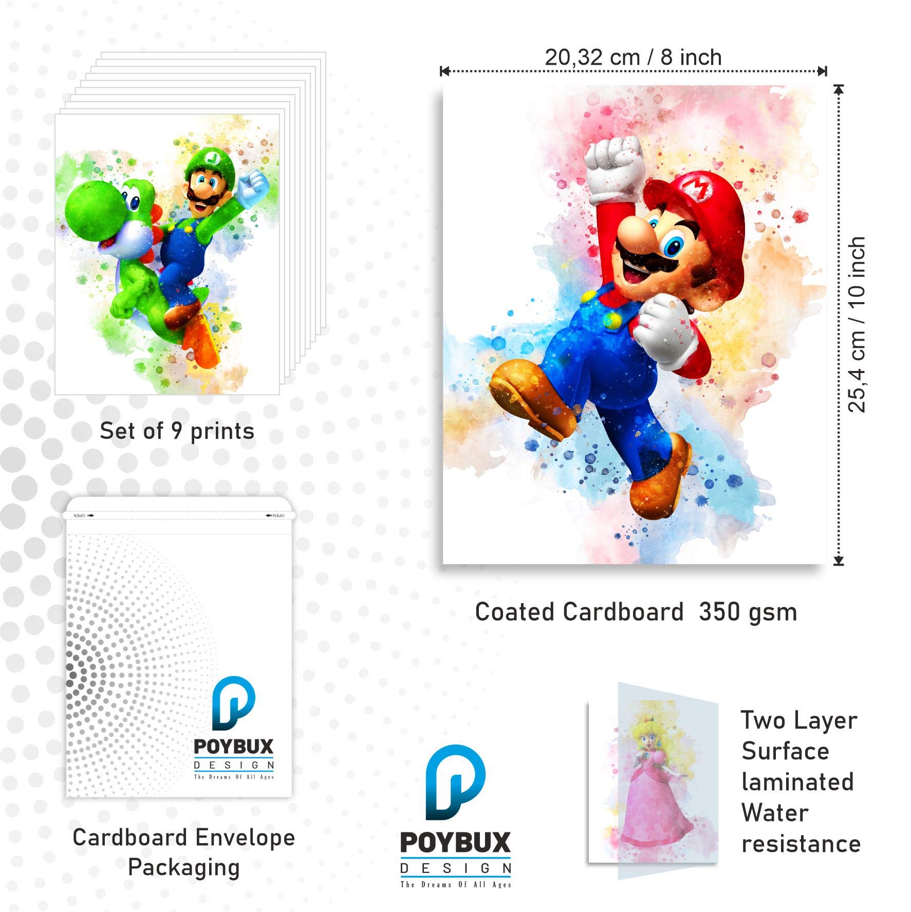 PoyBux Design game watercolor poster 2 for nurseries, adds cheerful color and inspiration.