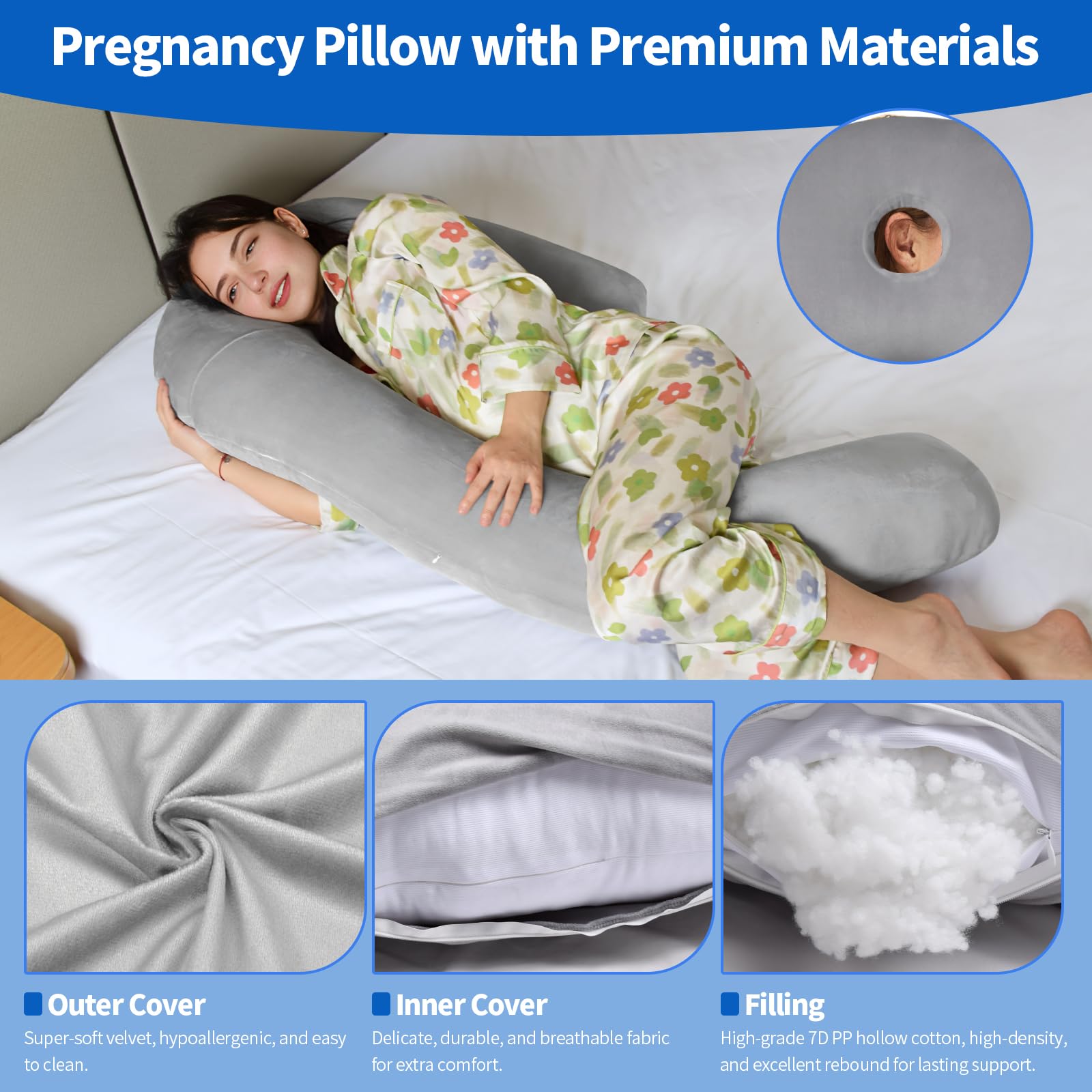 Pozico ear-piercing design reduces ear pressure for side sleepers.