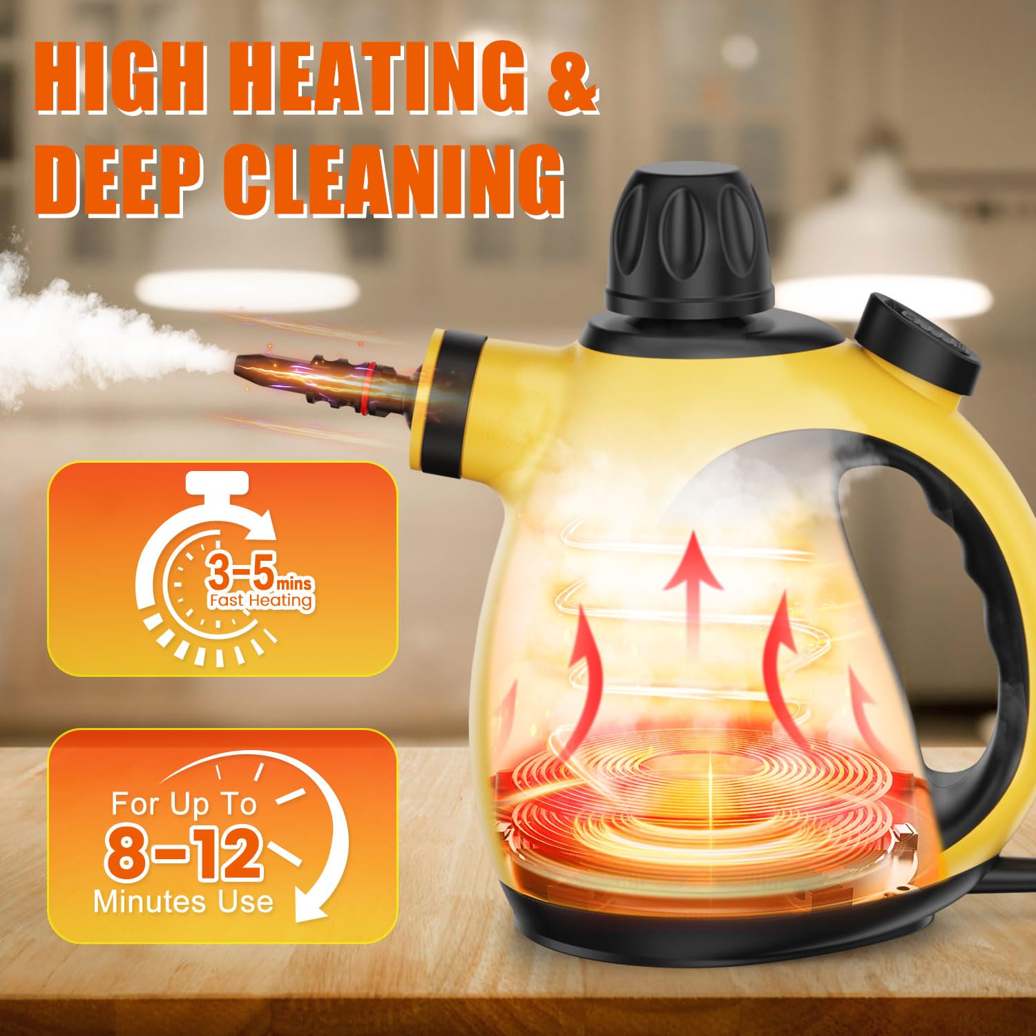Pozoera handheld steam cleaner cleans bathroom fixtures with powerful steam.