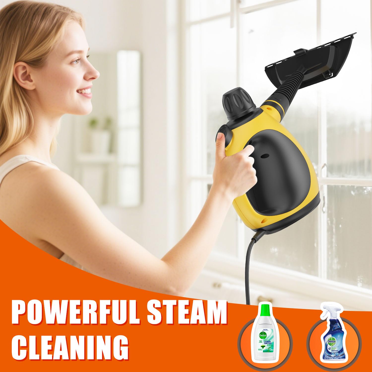 Pozoera handheld steam cleaner for car interiors provides chemical-free refresh.