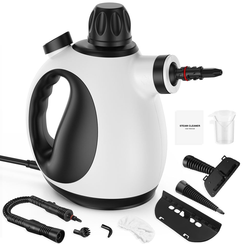 Pozoera handheld steam cleaner top view for quick, chemical-free cleaning.