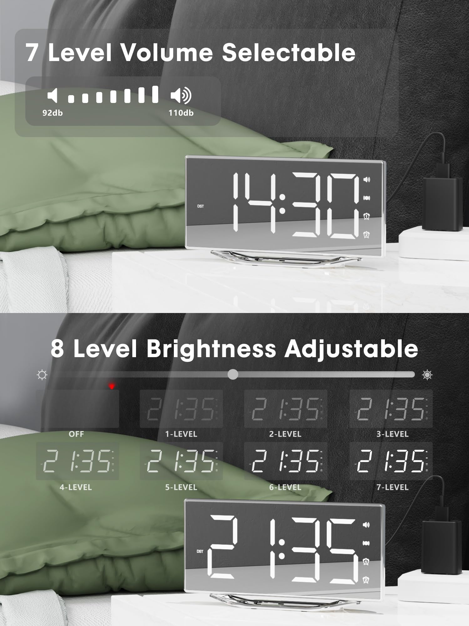 PPLEE dimmer and volume controls ensure comfortable nighttime use