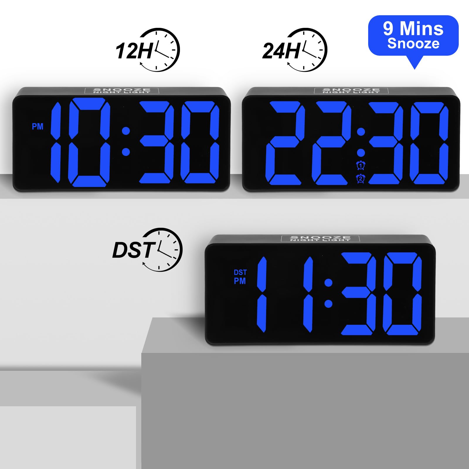 PPLEE clock dimmer and 7-volume levels customize brightness and sound