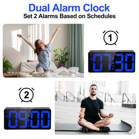 PPLEE alarm clock night light and rear glow illuminates the bedroom softly