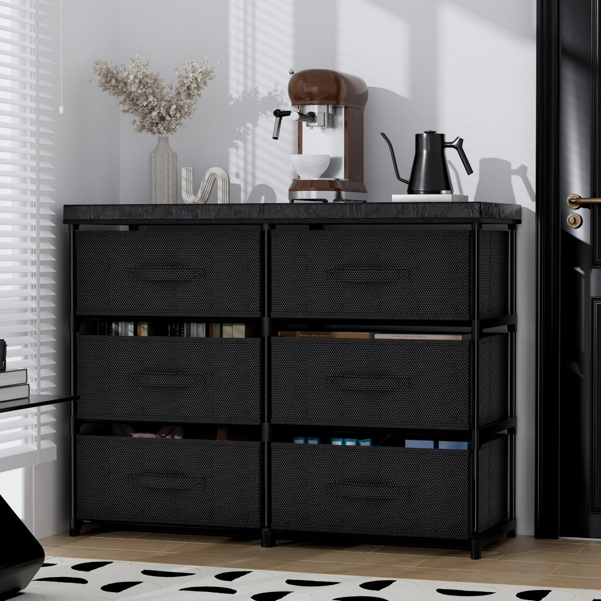 PPN dresser metal frame construction for durable bedroom storage.