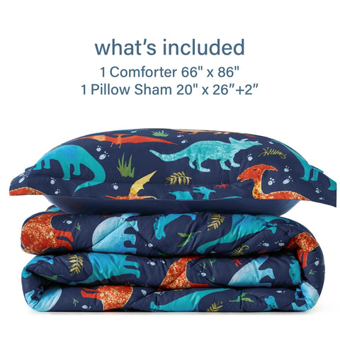 PPOLCA Dinosaur room setup with bedding enhancing a playful bedtime scene.