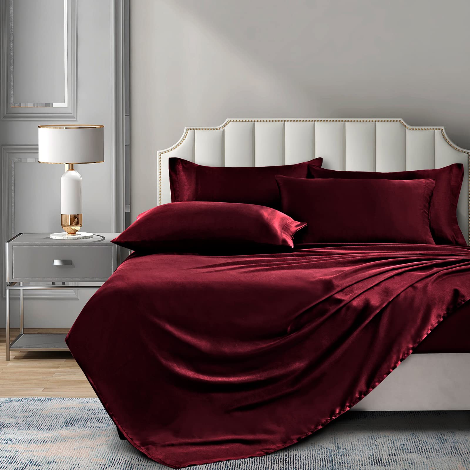 P Pothuiny deep-pocket king fitted sheet secures 14–16 inch mattresses