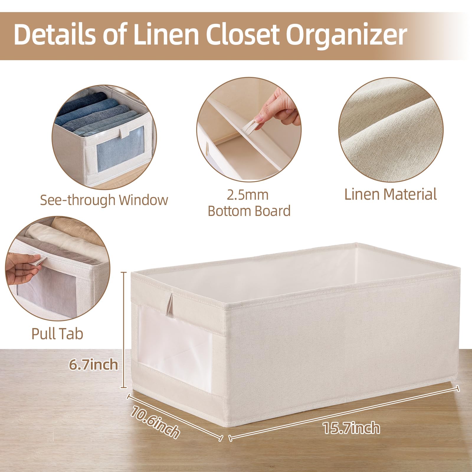 Pradnel foldable closet organizer showing large capacity for versatile shelf storage.