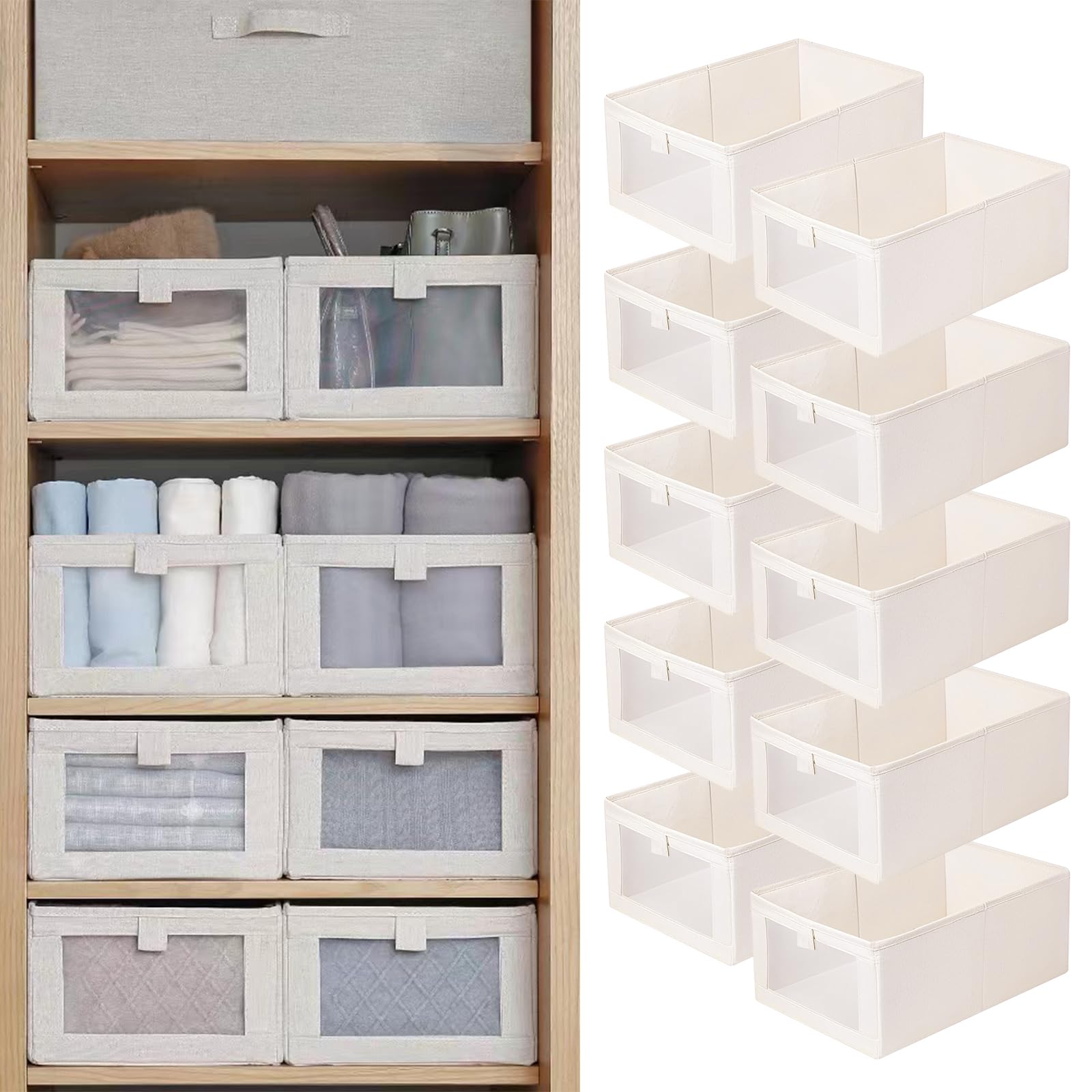 Pradnel linen closet storage with see-through window for quick item check.