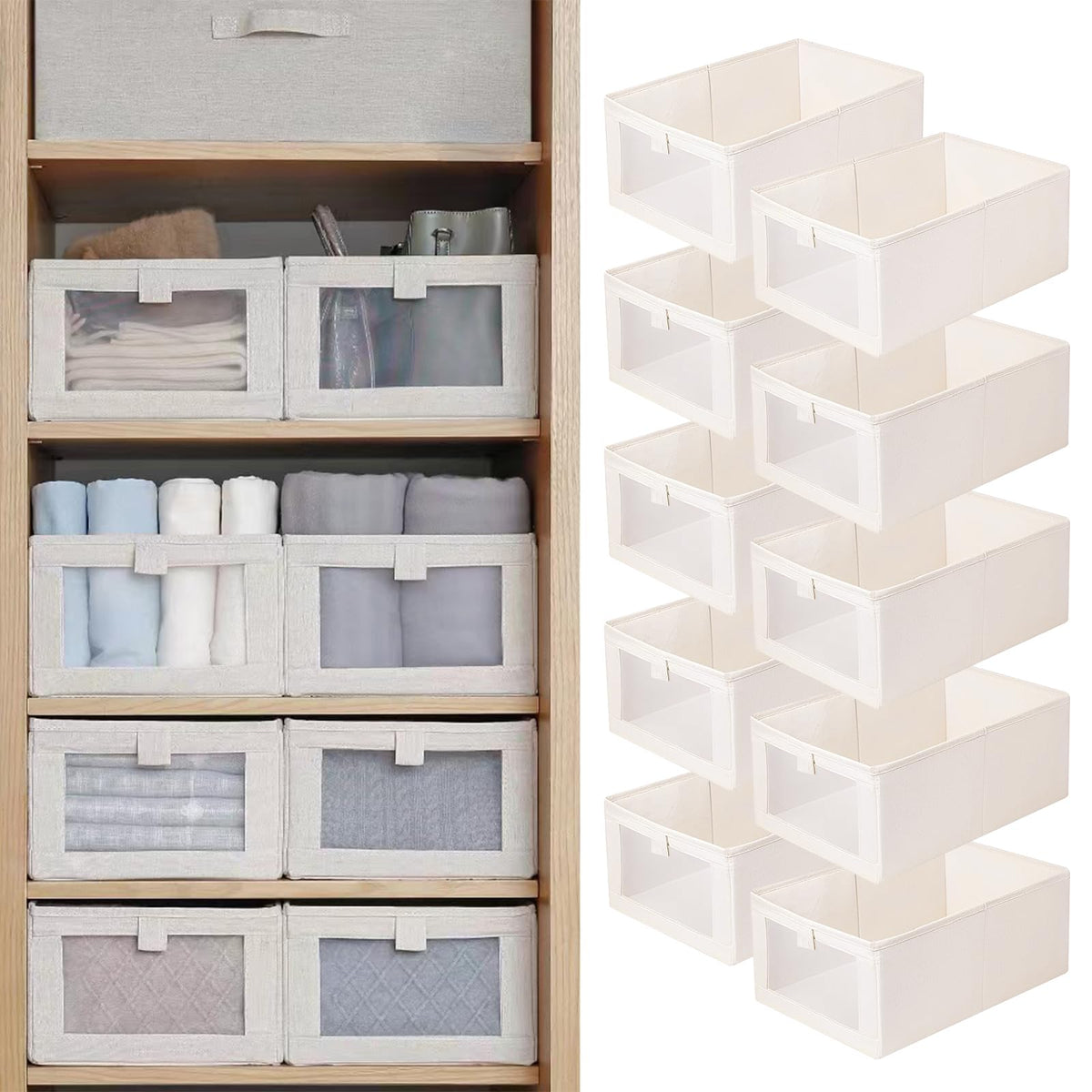 Pradnel linen closet storage with see-through window for quick item check.