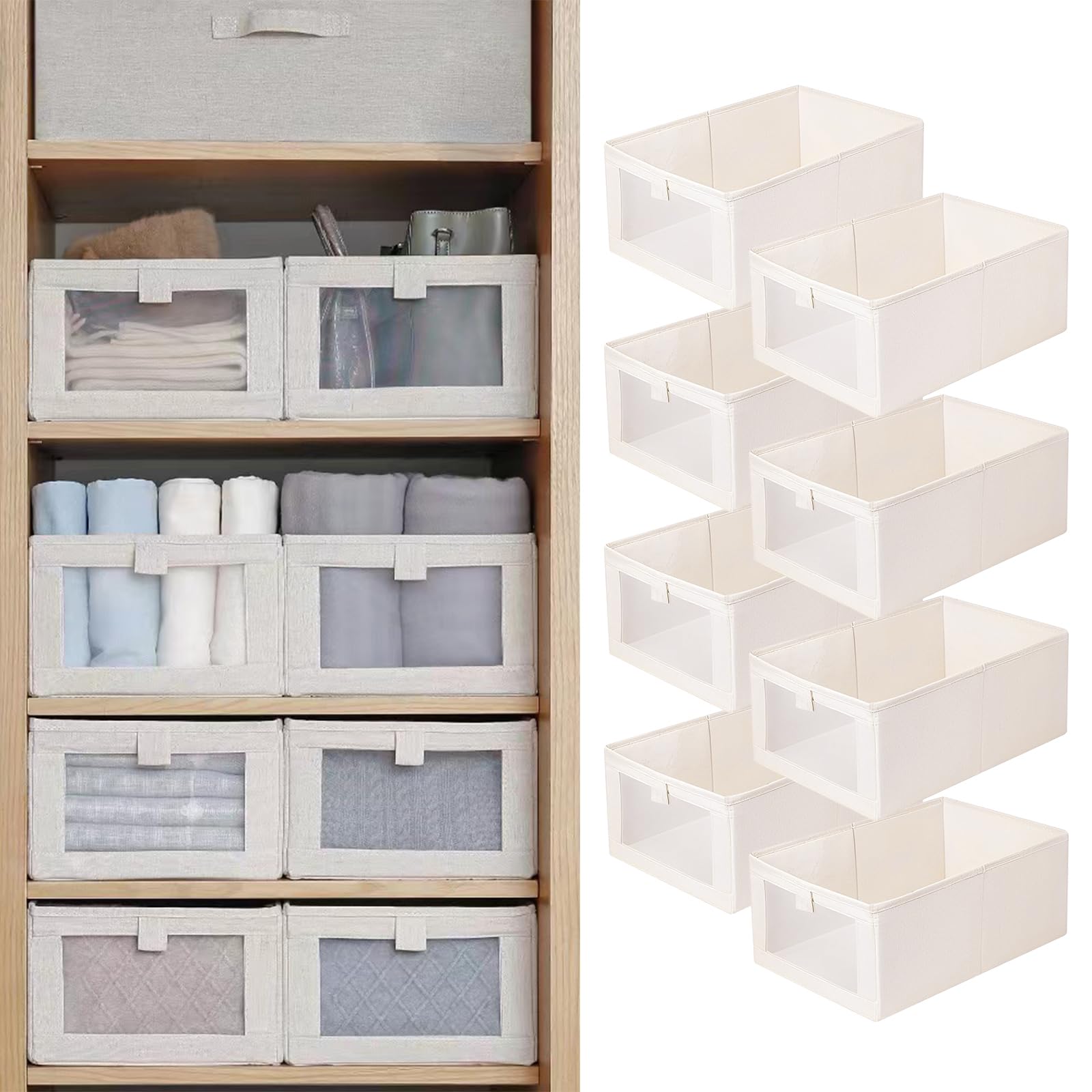 Pradnel linen closet storage with see-through window for quick content identification.