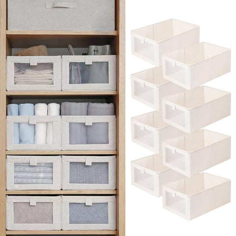 Pradnel linen closet storage with see-through window for quick content identification.