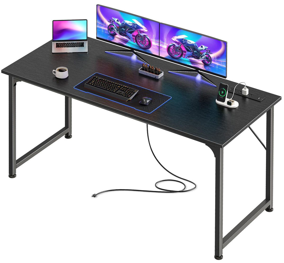 PRAISUN built-in charging station with outlets and USB-C for easy power access