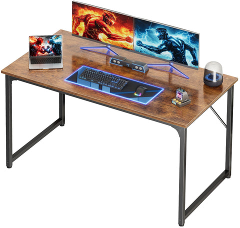 PRAISUN Deeper Desktop 47x24 fits laptop, lamp, and second monitor for organized work
