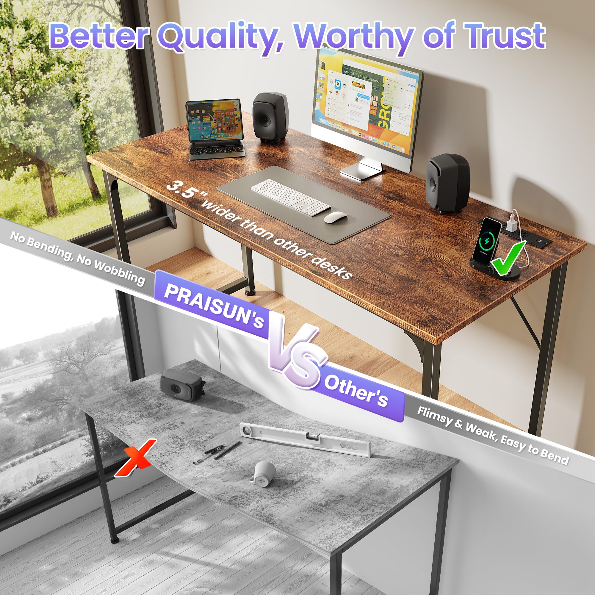 PRAISUN metal frame conveys durability for everyday work and play