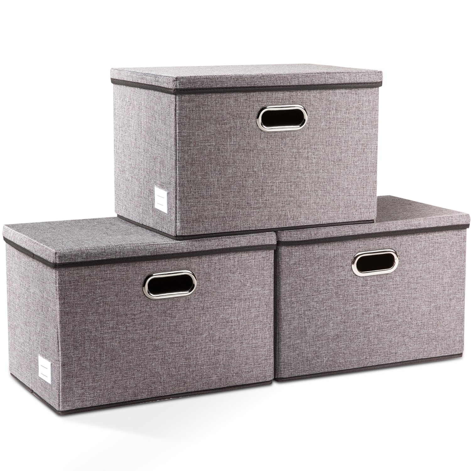 PRANDOM large collapsible bin with lid for clutter-free closet storage.