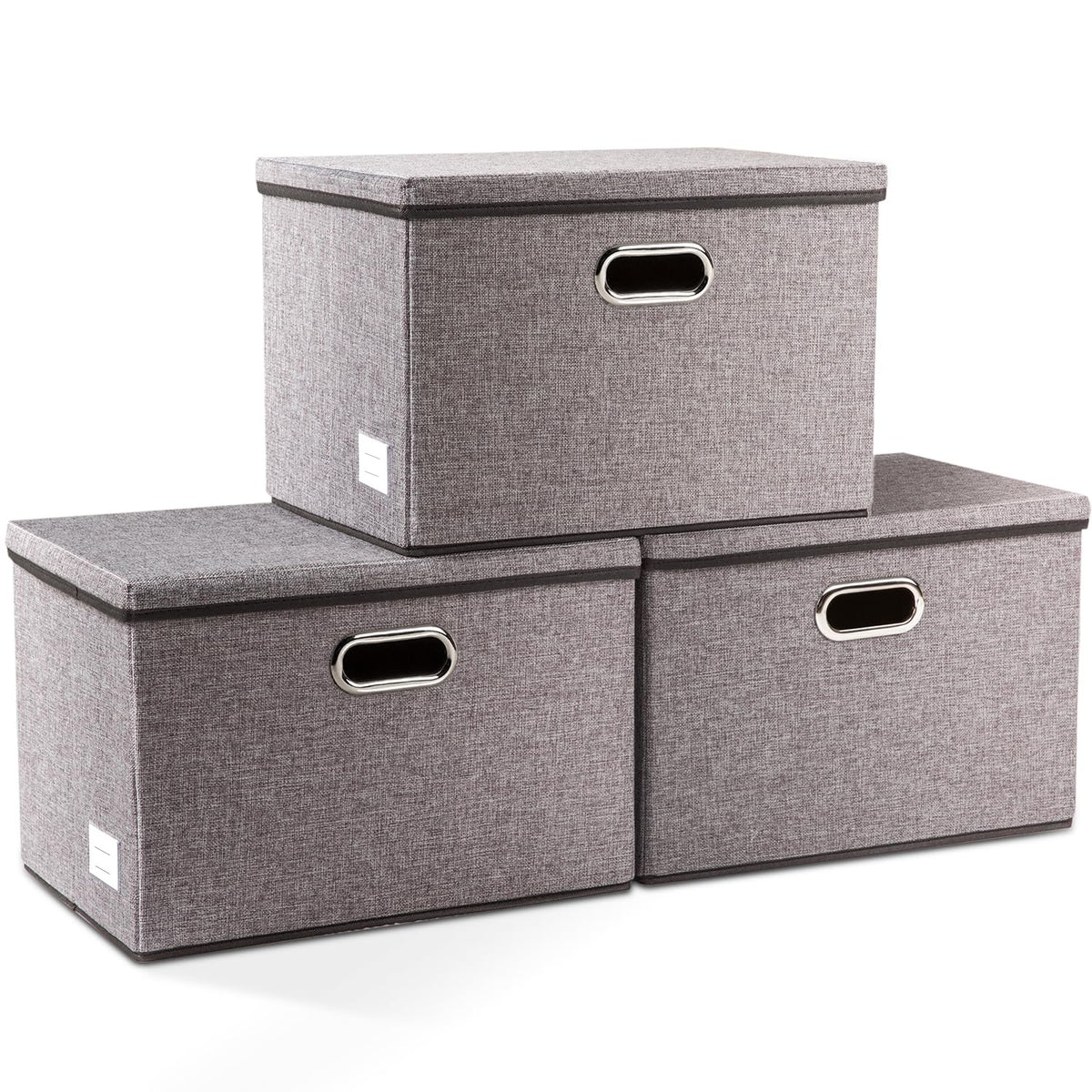 PRANDOM large collapsible bin with lid for clutter-free closet storage.